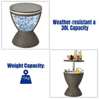30L Patio Ice Cooler Table – Outdoor Drinks Storage