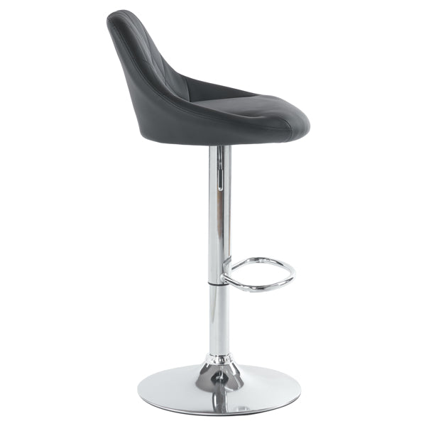 Adjustable PU Leather Counter & Bar Stool Set of 2 – Swivel 360°, Gas‑lift Height, Backrest, Footrest – Black