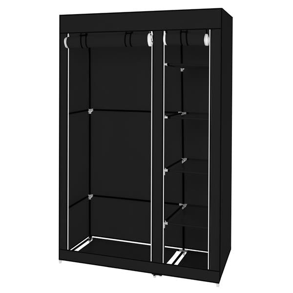 67" Portable Clothes Wardrobe – Fabric Closet with Hanging Rod (Black)