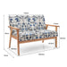 2-Seater Wooden Upholstered Loveseat with Rubber Wood Armrests