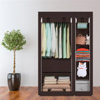 67" Portable Clothes Wardrobe – Fabric Closet with Hanging Rod (Dark Brown)