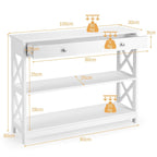 3-Tier Console Table with 1 Drawer and 2 Storage Shelves