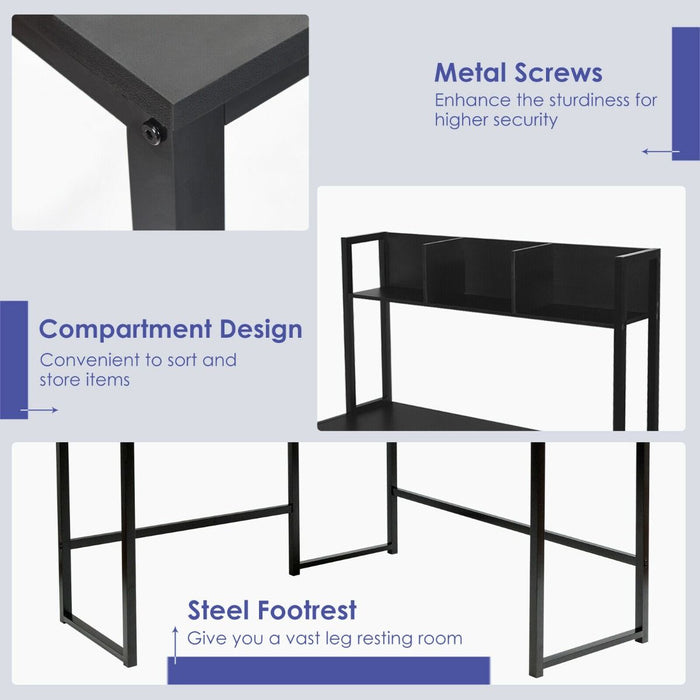 L-Shaped Corner Computer Desk with Storage Bookshelf