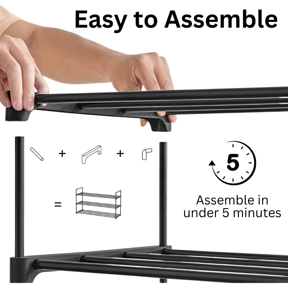 SEDOL 3 Tier Stackable Stainless Steel Shoe Rack Storage