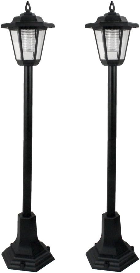 SEDOL 2-Pack Solar Powered Lamp Post Lights 83cm Victorian Style Outdoor Garden Lanterns Automatic Dusk-to-Dawn LED Pathway Lights for Driveway Patio and Borders