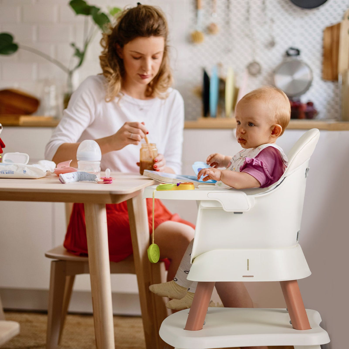 SEDOL 6-in-1 Ultimate Baby-to-Toddler High Chair & Activity Station with Building Block Tabletop Parental Booster Seat and Waterproof PU Leather Cushion – 25kg Capacity
