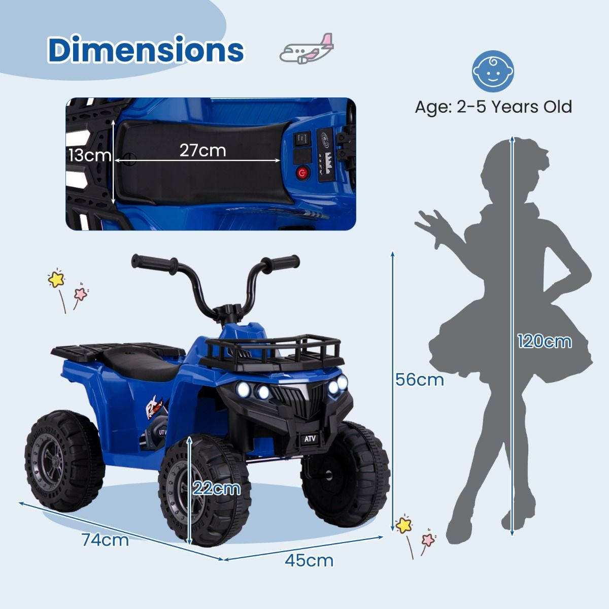 6V Kids Quad Ride-On – One-Button Start ATV with Tread Tires & MP3 Player