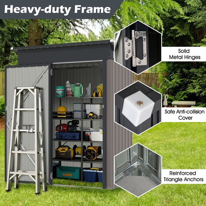 All-Weather Outdoor Storage Shed – Waterproof Garden Utility Cabinet with Sloping Roof