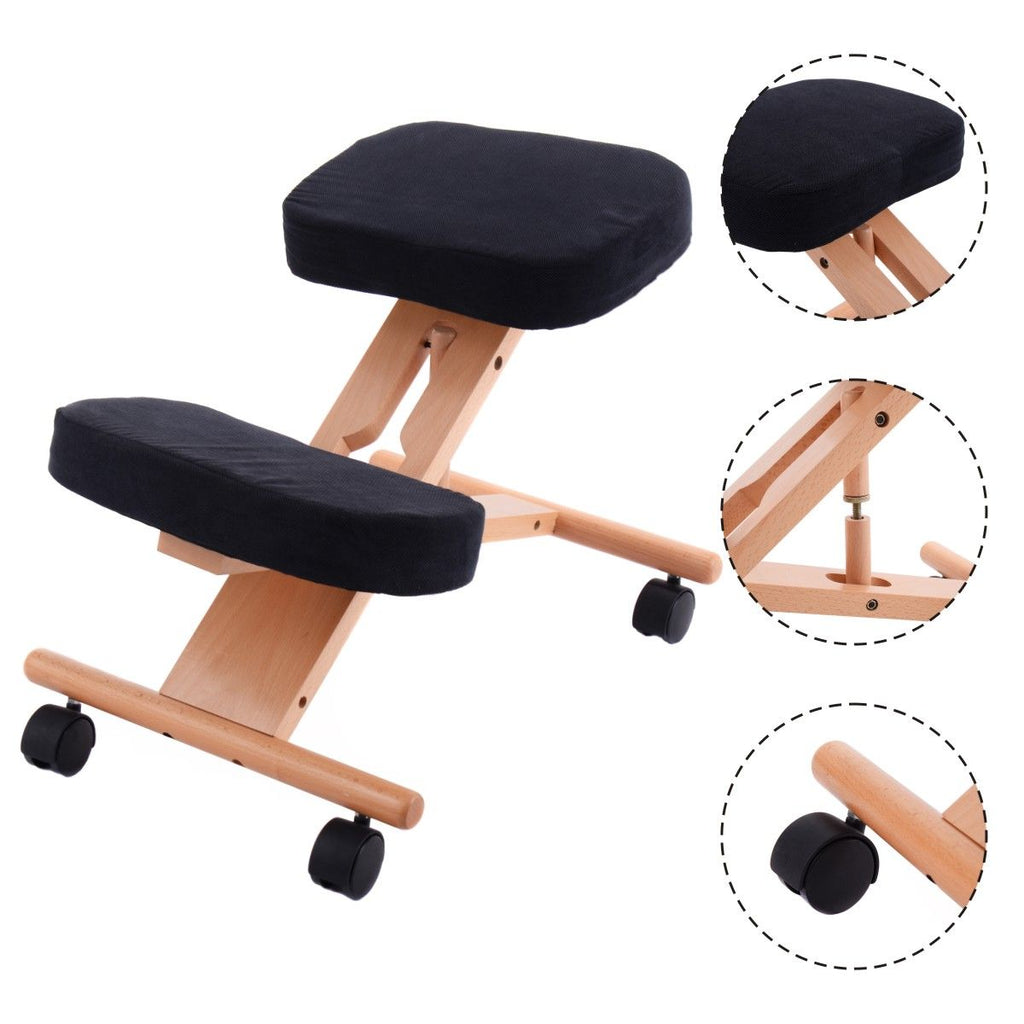 Wood Posture Stool with Angle and Height Adjustable for Gaming Computer Work