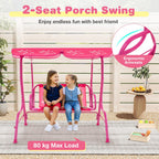 2-Seater Kids Swing Chair with Adjustable Canopy & Safety Belts