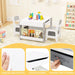 4 in 1 Kids Table and Chairs Set with Reversible Tabletop and Bookshelves