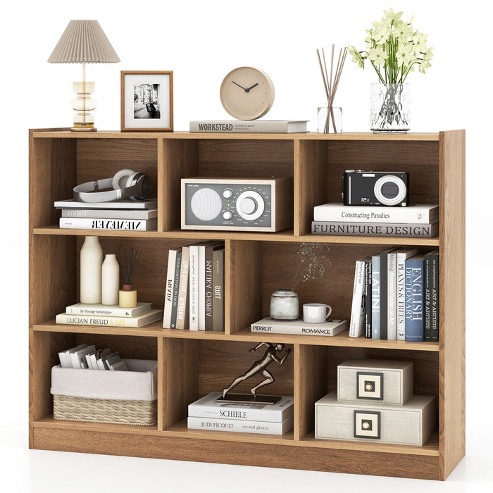 3-Tier Wooden Cube Bookcase with 8 Compartments