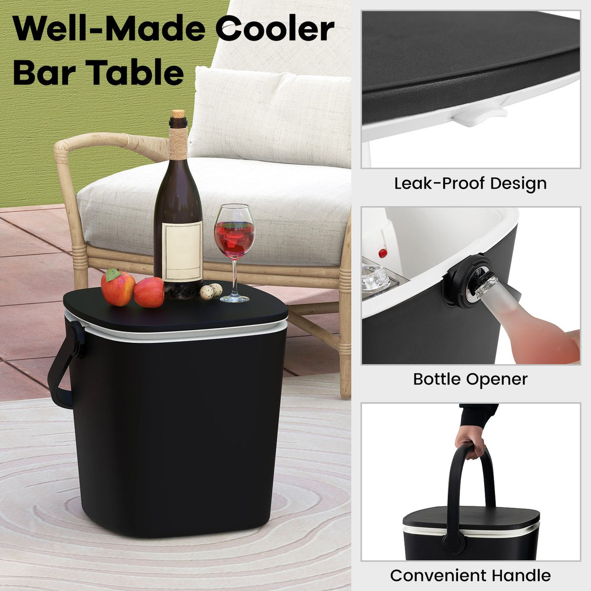 Portable Cooler Side Table – 3-in-1 Ice Chest, Side Table & Bottle Opener Unit