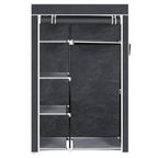 64" Portable Wardrobe – Foldable Clothes Storage Closet with Shelves & Hanging Rail (Grey)