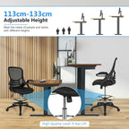 Mesh Drafting Chair with Flip-Up Armrests and Mid-Back Padded