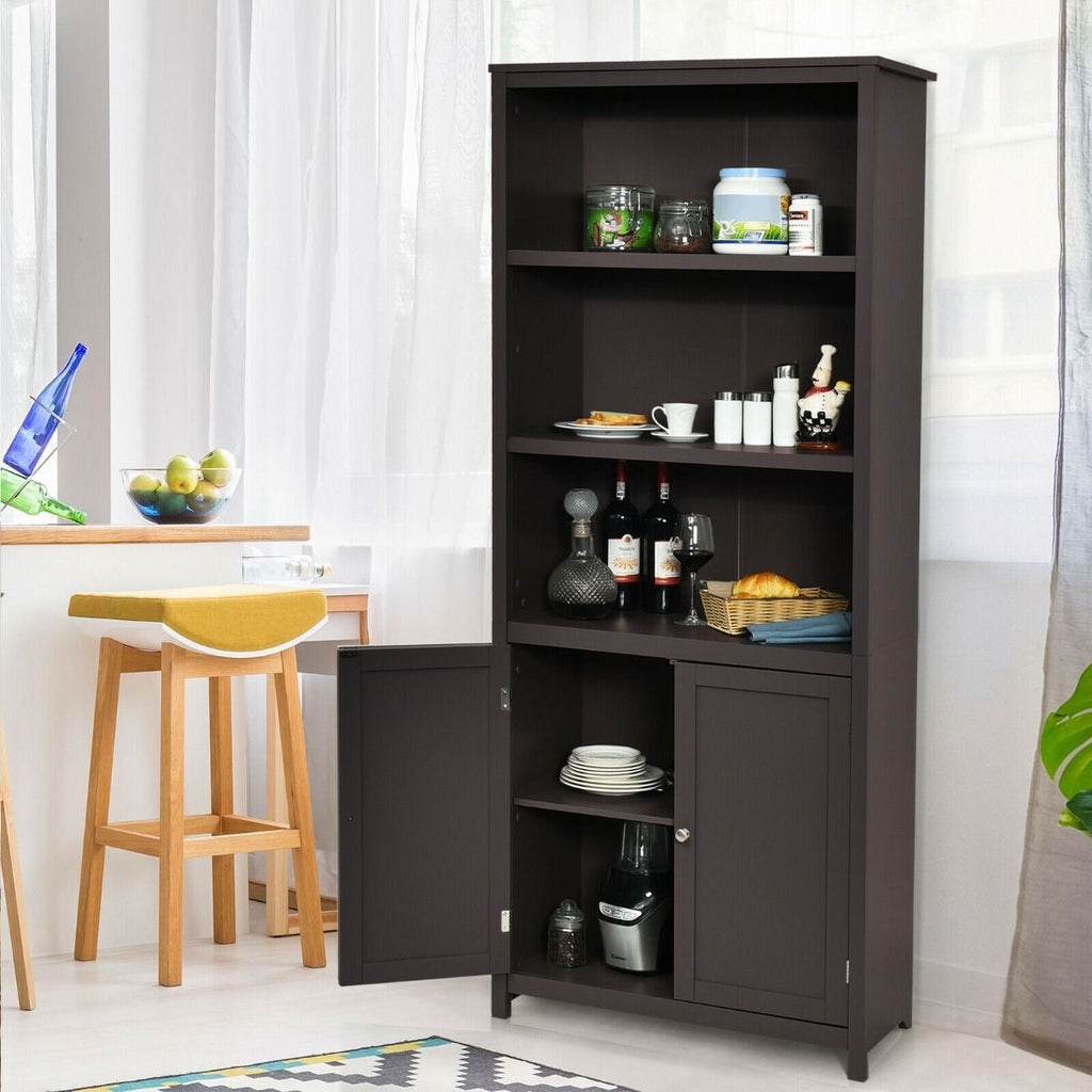 Wooden Tall Bookcase with 3-Tier Storage Cabinet
