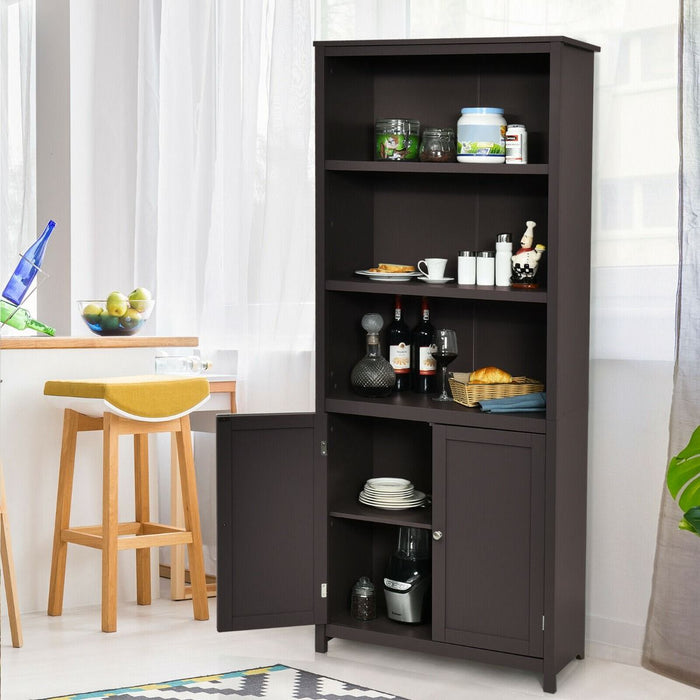 Wooden Tall Bookcase with 3-Tier Storage Cabinet