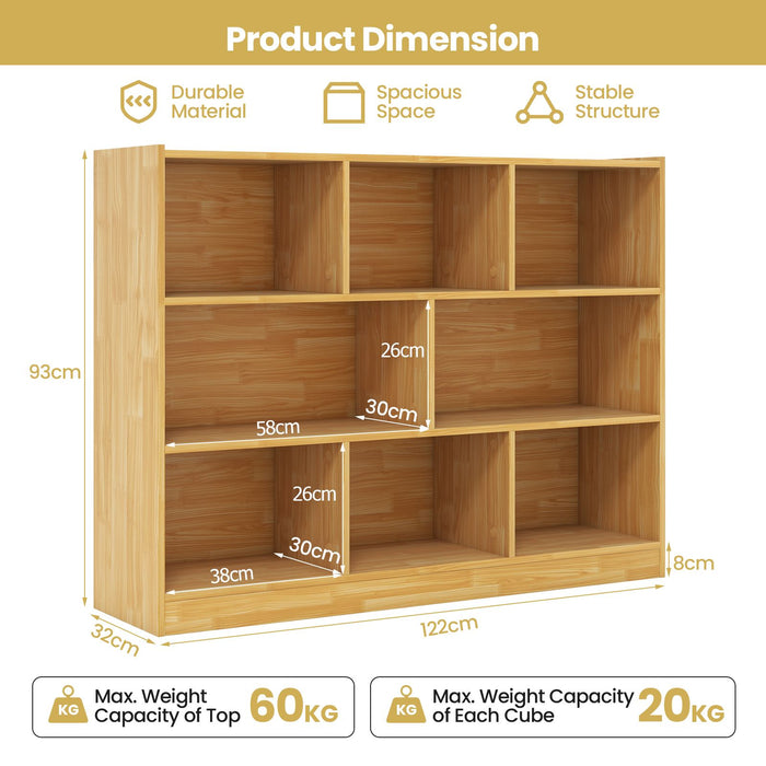3-Tier Wooden Cube Bookcase with 8 Compartments
