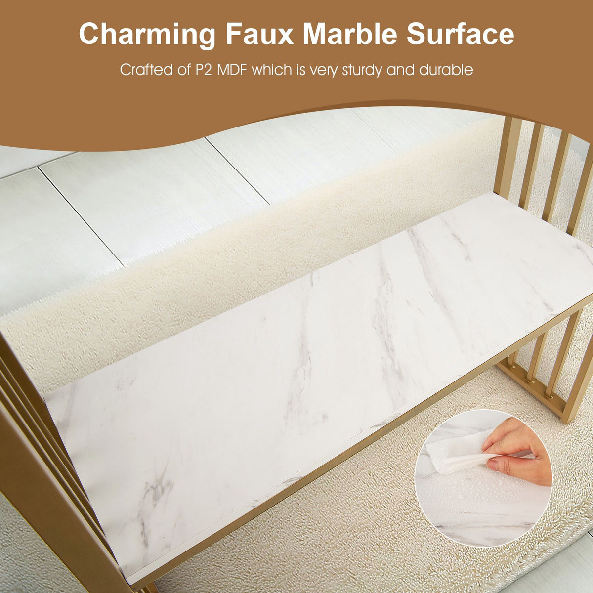 2-Tier Faux Marble Console Table for Entryway Living Room Bedroom