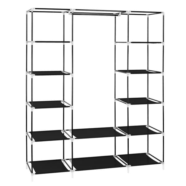 69" Portable Clothes Wardrobe – Non-Woven Fabric Closet Organiser (Black)
