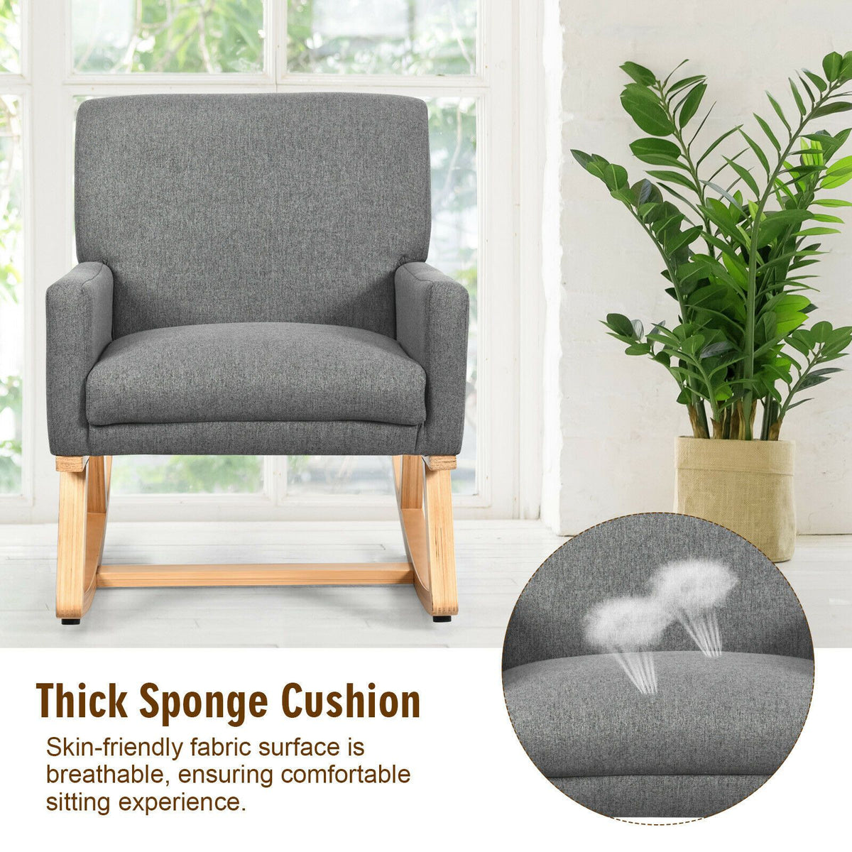 Fabric Upholstered Recliner Rocking Chair Armchair Lounge Sofa Seat Relax Rocker
