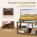 3-Tier Rustic TV Stand with Open Shelves and Cable Management
