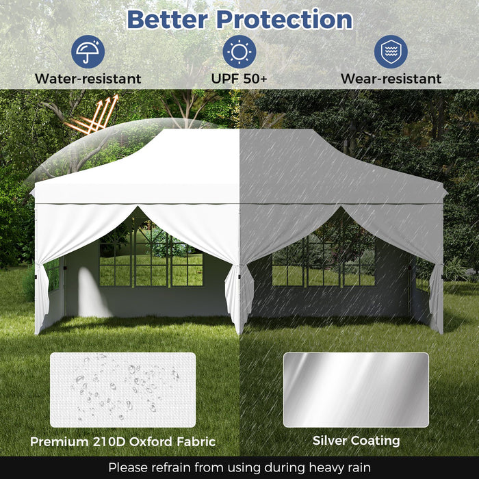 Pop-Up Canopy Gazebo Tent with 6 Removable Sidewalls & Carry Bag