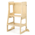 SEDOL 3-in-1 Montessori Convertible Learning Tower & Weaning Table with Integrated Chalkboard – Solid Wood Foldable Kitchen Helper Stool with A-Frame Stability – 60kg Capacity