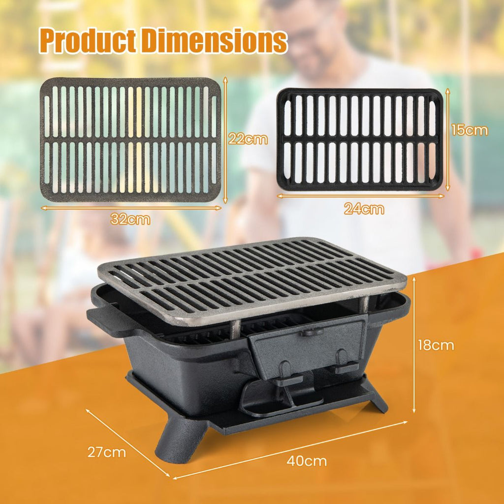 Portable Charcoal Grill Stove with Rotatable Grill & Foldable Body
