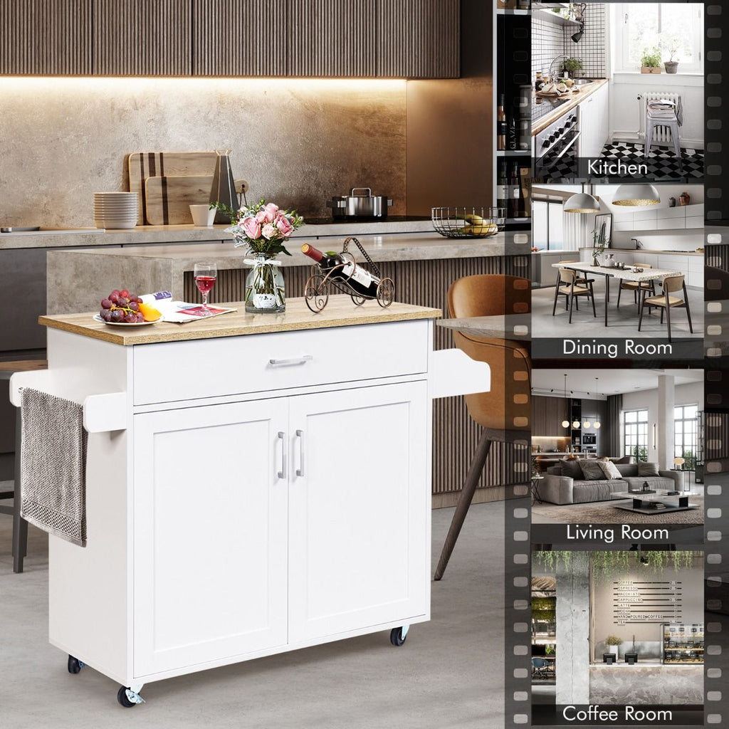 Rolling Kitchen Storage Trolley with Adjustable Shelf and Drawer