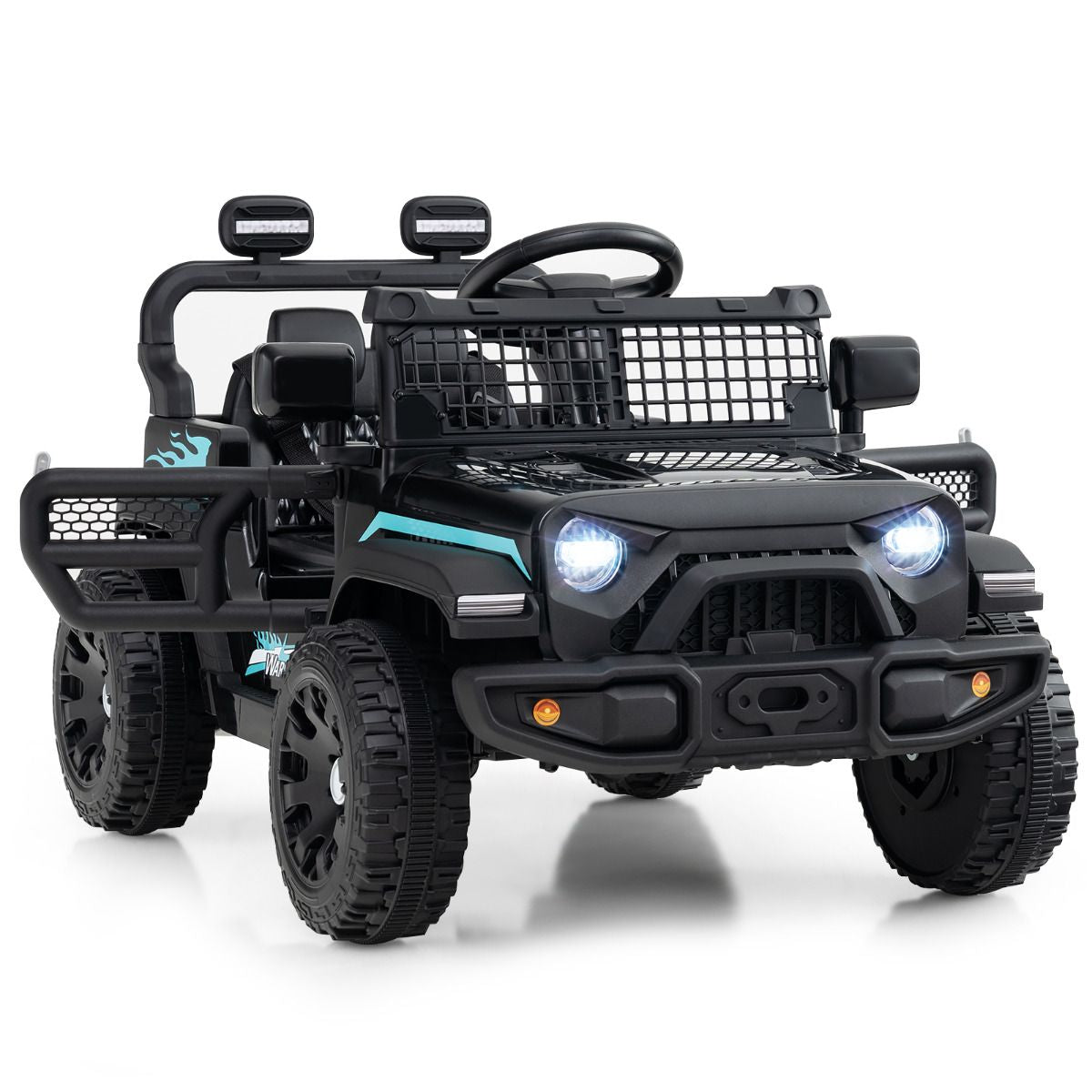 SEDOL 12V Electric Ride-On Truck for Kids with Parental Remote Control Dual 25W Motors All-Terrain Shock Absorbers LED Headlights and Soft-Start Safety System