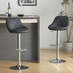 Adjustable PU Leather Counter & Bar Stool Set of 2 – Swivel 360°, Gas‑lift Height, Backrest, Footrest – Black