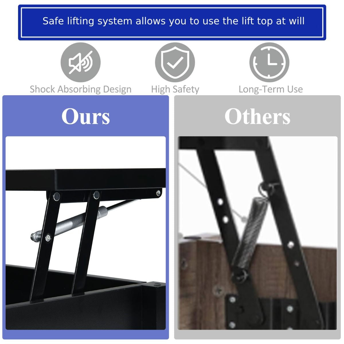 Rising Center Table with Lift Top Hidden Compartment