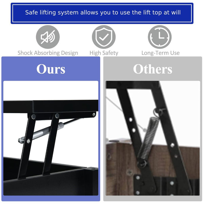 Rising Center Table with Lift Top Hidden Compartment