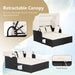 Rattan Daybed with Retractable Canopy, Cushions & Side Trays