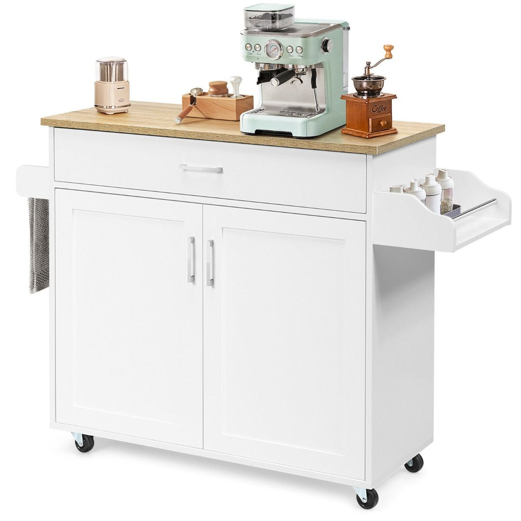 Rolling Kitchen Storage Trolley with Adjustable Shelf and Drawer