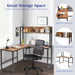 L-Shaped Corner Computer Desk with Storage Bookshelf