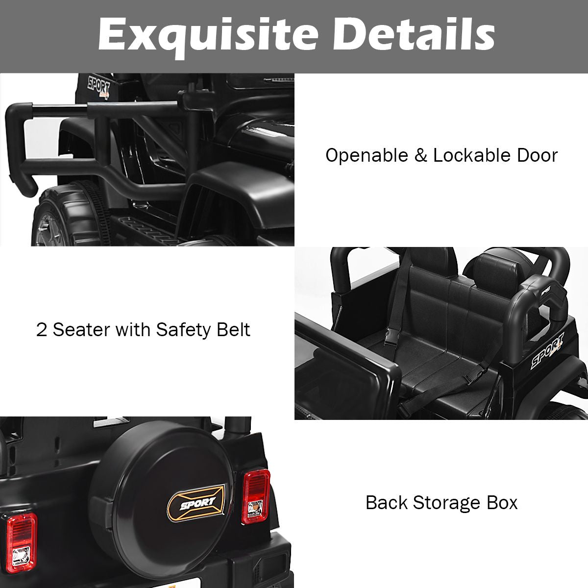 SEDOL 2-Seater 12V Electric Kids Ride-On Truck with Dual Storage Compartments Parental Remote Control High-Capacity 7Ah Battery and All-Terrain Spring Suspension – 50kg Limit