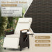 Patio Rattan Recliner Chair with Adjustable Backrest, Footrest & Flip Side Table