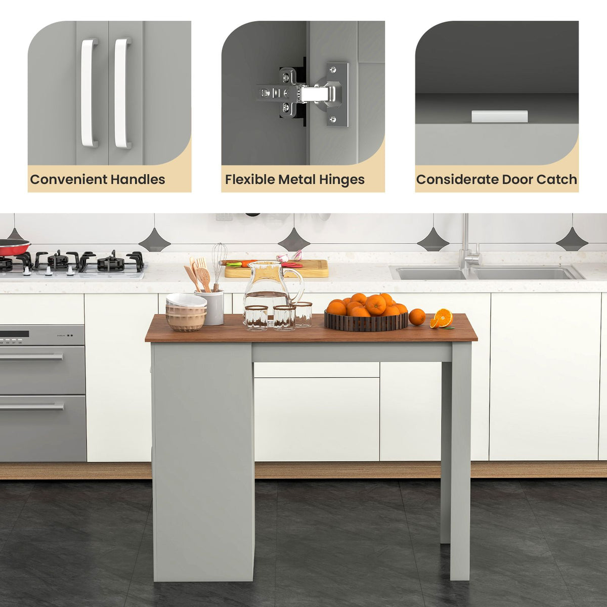 Counter Height Table with Storage Rectangular Pub Dining Table