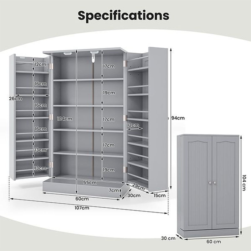 2-Door Pantry Cabinet with 6 Adjustable Shelves