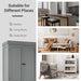 4-Door Tall Kitchen Cupboard Adjustable Shelves and Drawer