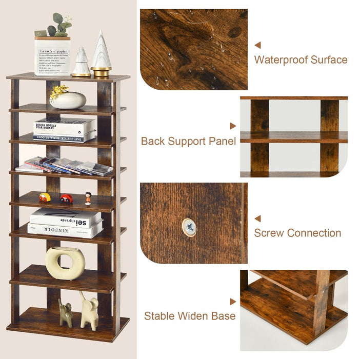 Extra Wide Wooden Vertical Shoe Rack with 7 Shelves