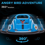 SEDOL Licensed Angry Birds 12V Kids Bumper Car with Dual Joysticks 360° Spin Waltz Car Parental Remote Control and Integrated USB Multimedia System