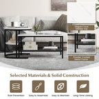 Set of 2 Nesting Coffee Table with Extra Storage Shelf
