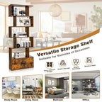 Industrial S-Shaped 5-Tier Bookcase with Cabinet