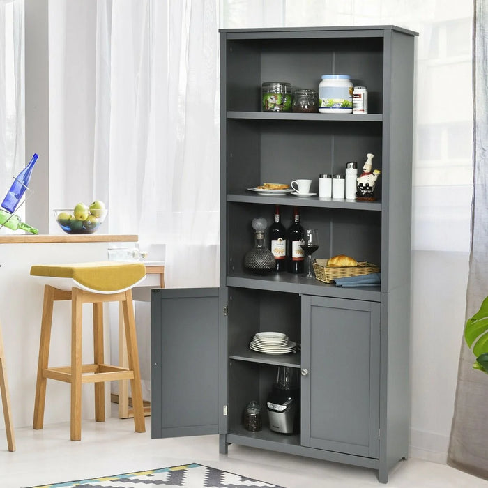 Wooden Tall Bookcase with 3-Tier Storage Cabinet