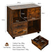 Home Office Mobile File Cabinet with 2 Drawers 2 Open Shelves and Door
