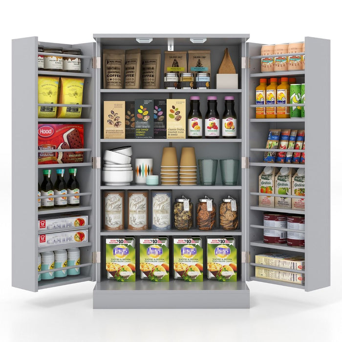 2-Door Pantry Cabinet with 6 Adjustable Shelves