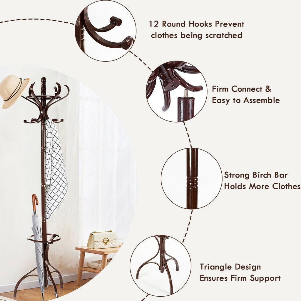 Wooden Coat and Hat Stand